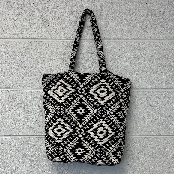 America & Beyond Boho Beaded Tote Bag - Coin Embellished Natural Fiber - Picture 3 of 7